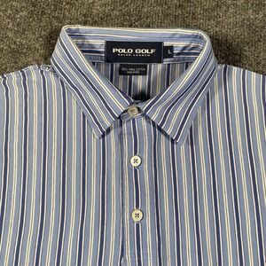VTG 90s Polo Golf Ralph Lauren Vertical Striped Collar Shirt Mens L Oversized